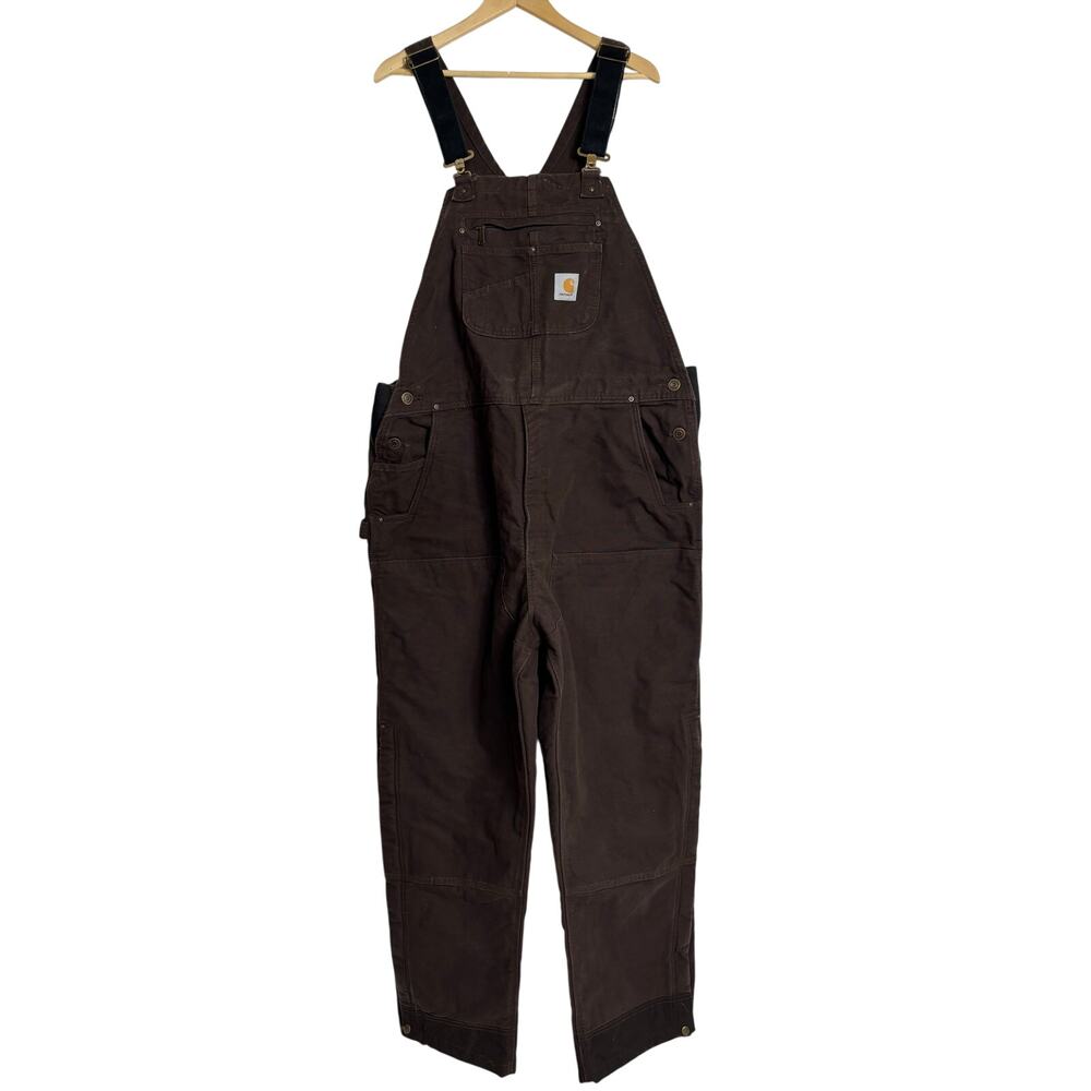 Carhartt Dark Chocolate Brown Bib Overalls XL 104031 Farmer Gorpcore Workwear